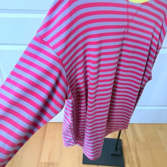 Sweater top, Pink & Purple Striped with Yellow Trim, SOFT with Stretch, Size XL - Picture 10 of 10
